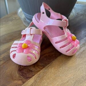 CROCS Pink Kids Sandals with Flower Design